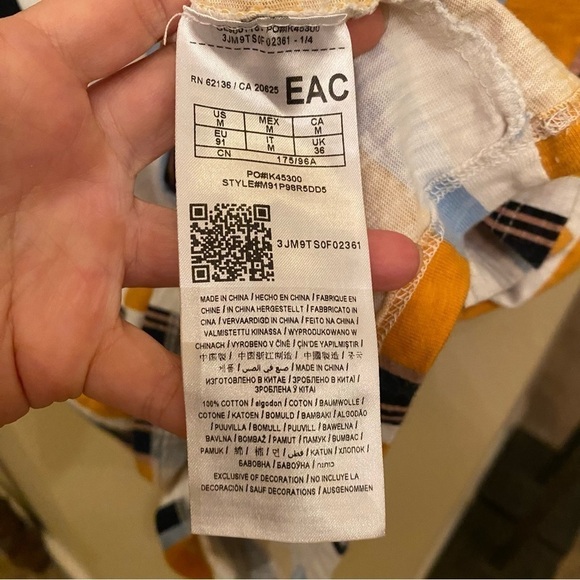 GUESS Men Multicolor Striped Embroidered Short Sleeve Top Size Medium - Picture 6 of 6